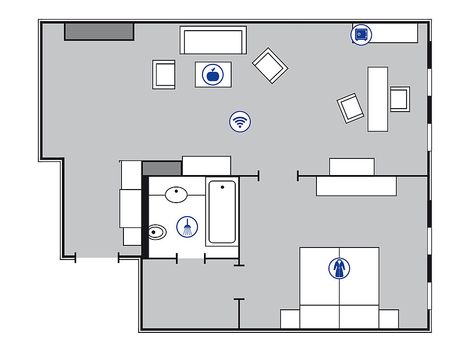 Room floor plan proArte Suite in the Maritim proArte Hotel Berlin