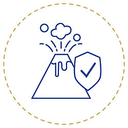 Icon representing business continuity planning, shown as a process symbol with a shield.