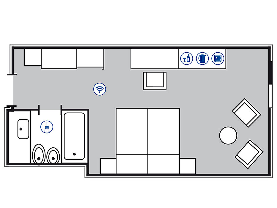 Room floor plan Superior room in the Maritim Hotel Königswinter