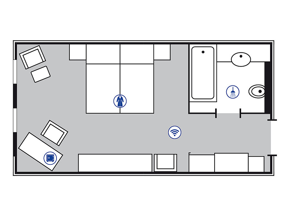 Room floor plan Superior room in the Maritim proArte Hotel Berlin