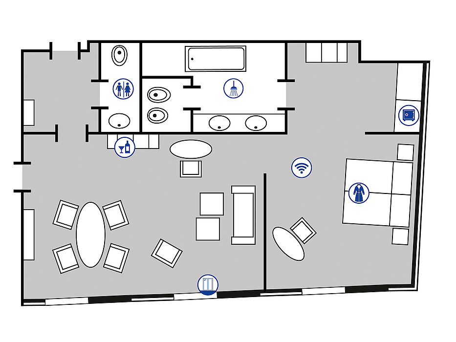 Room floor plan suite in the Maritim Hotel Ingolstadt