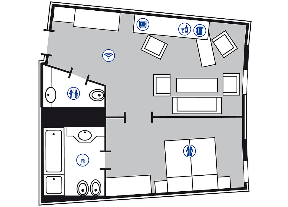 Room floor plan Master suite in the Maritim Hotel Frankfurt