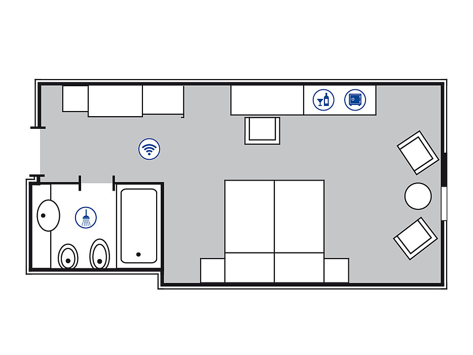 Room floor plan in the Maritim Hotel Bonn
