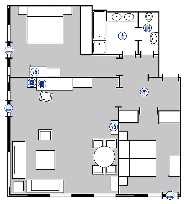 Room floor plan Grand suite | Maritim Hotel Bellevue Kiel