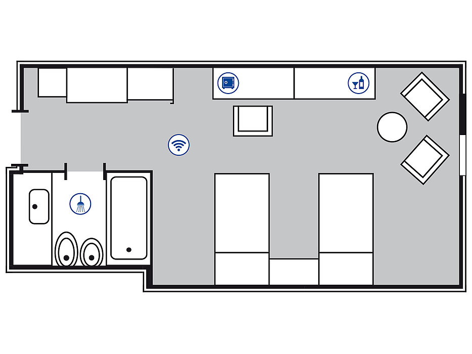 Room floor plan Classic room in the Maritim Hotel Königswinter