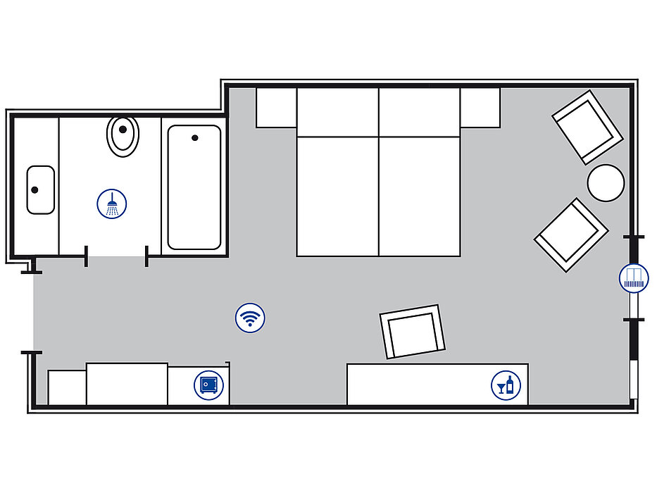 Room floor plan Classic room in the Maritim Hotel Darmstadt