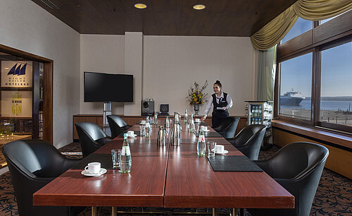 Modern conference room at Maritim Hotel Travemünde with sea view