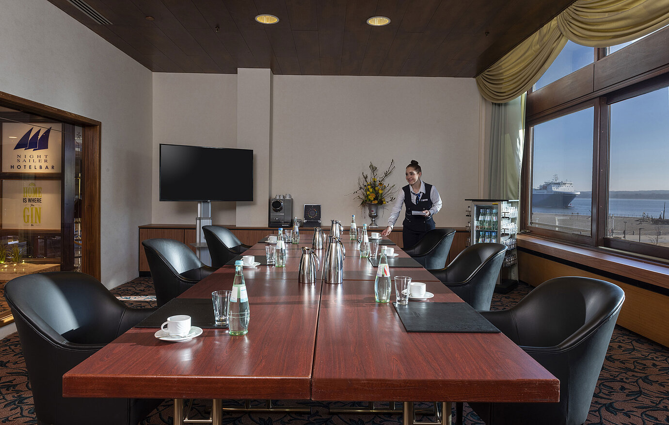 Modern conference room at Maritim Hotel Travemünde with sea view
