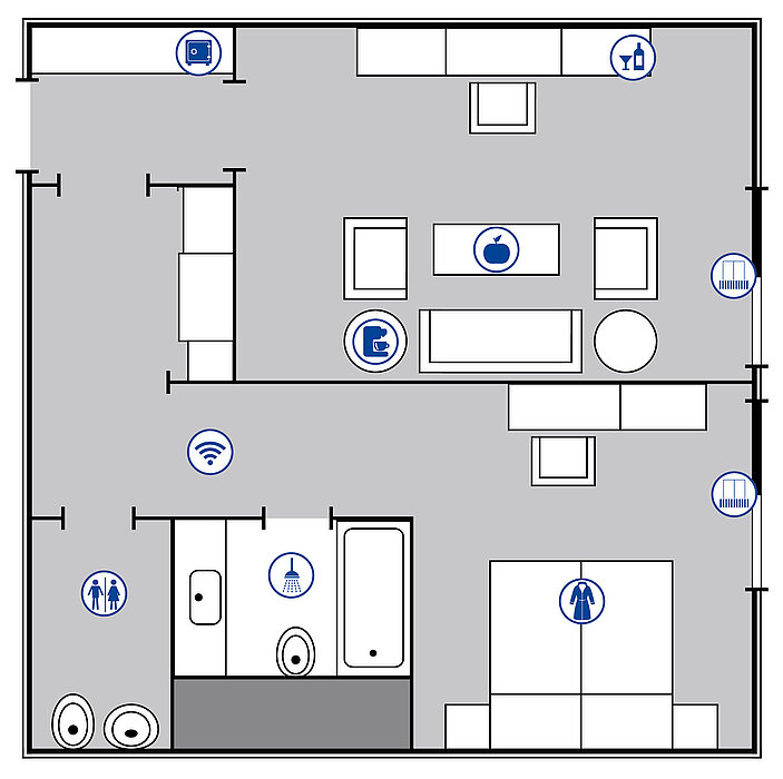 Room floor plan Large Suite in the Maritim Hotel Darmstadt