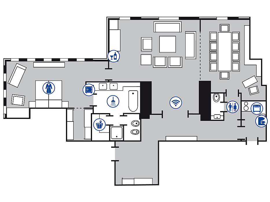 Room floor plan Presidential suite in the Maritim Hotel & Internationales Congress Center Dresden