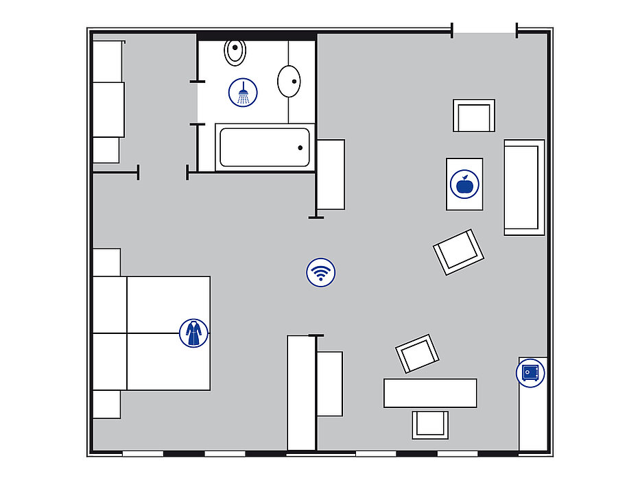Room floor plan proArte Suite in the Maritim proArte Hotel Berlin