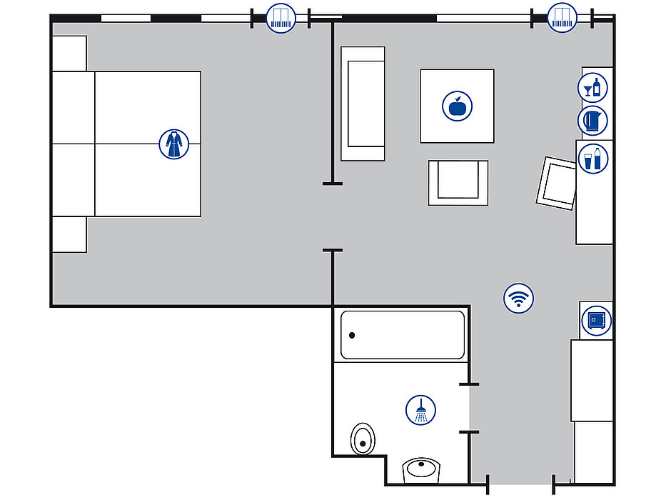 Room floor plan Junior suite in the Maritim Hotel Bad Salzuflen