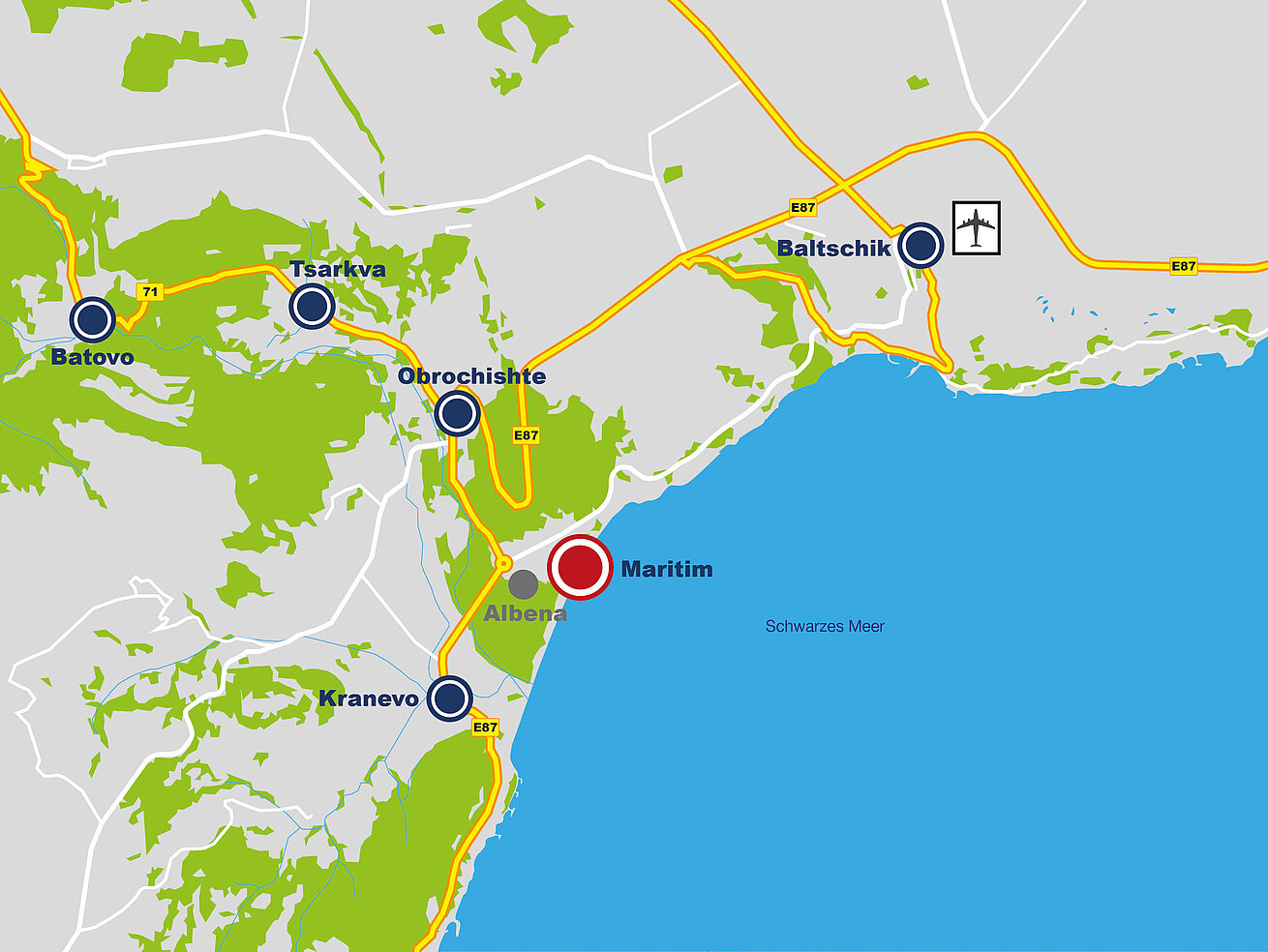 Roadmap Maritim Hotels in Albena Roadmap Maritim Hotels in Albena