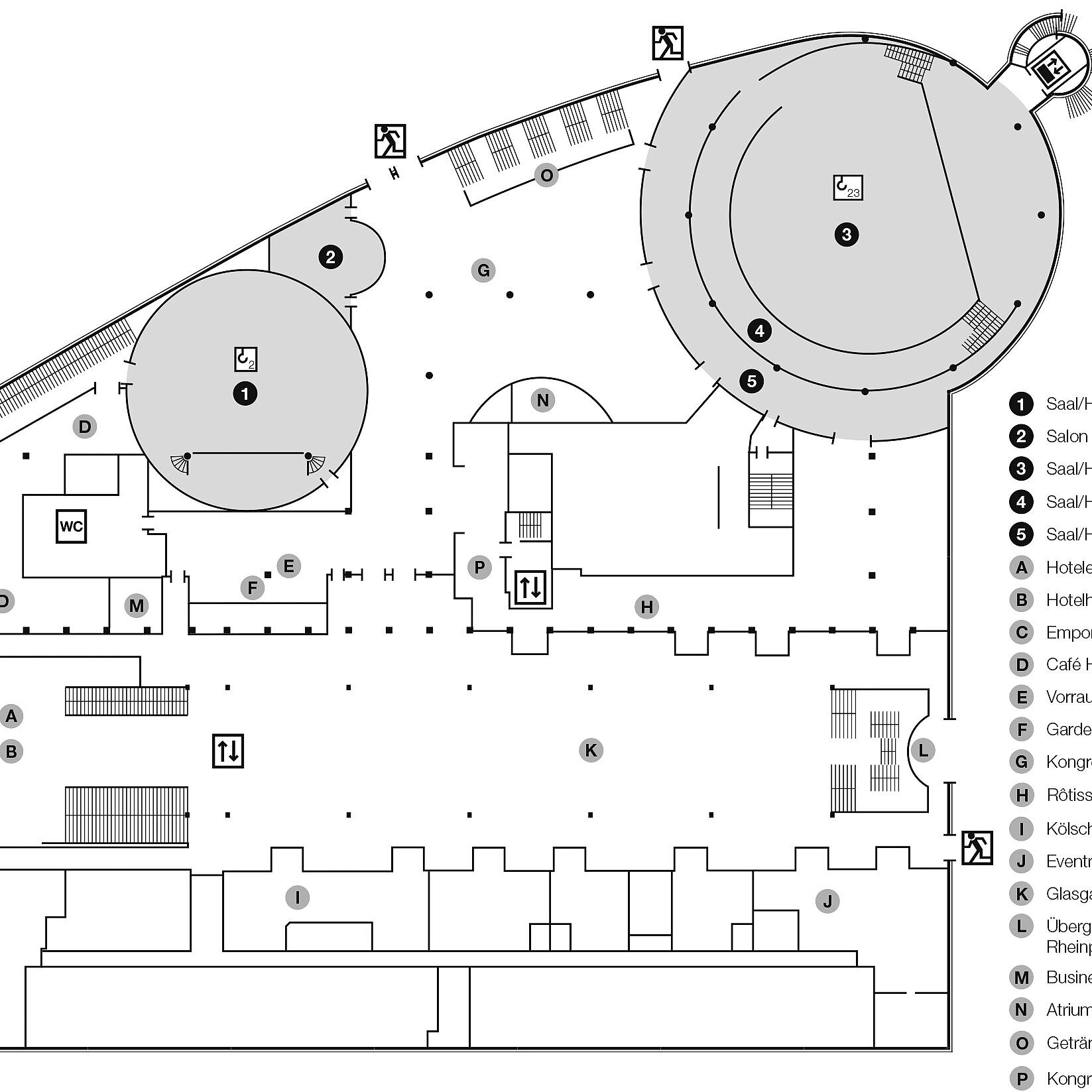 Floor plan, ground floor | Maritim Hotel Köln