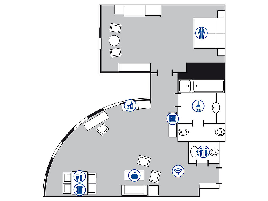 Room floor plan Luxury suite in the Maritim Hotel Magdeburg