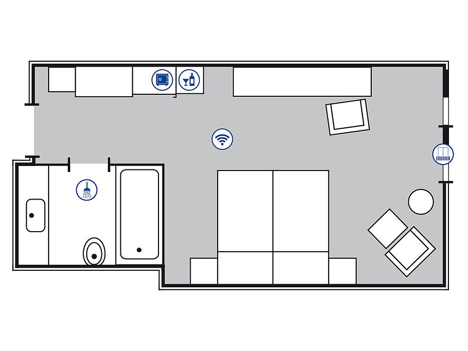 Room floor plan Comfort room in the Maritim Hotel Darmstadt