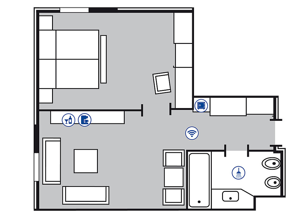Room floor plan Junior suite in the Maritim Hotel Düsseldorf