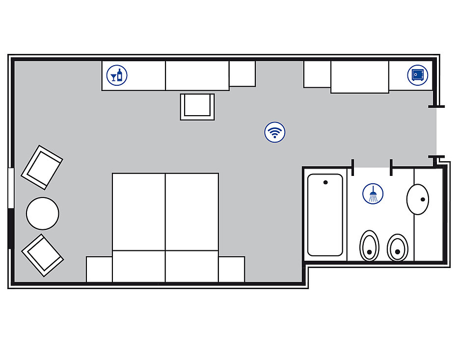 Room floor plan Classic room in the Maritim Hotel Bremen