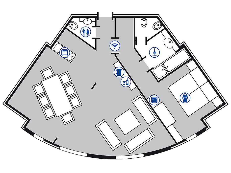 Room floor plan Presidential suite in the Maritim Hotel Bremen