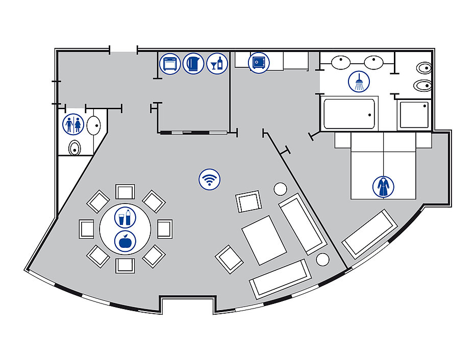Room floor plan Luxury suite in the Maritim Hotel Bonn