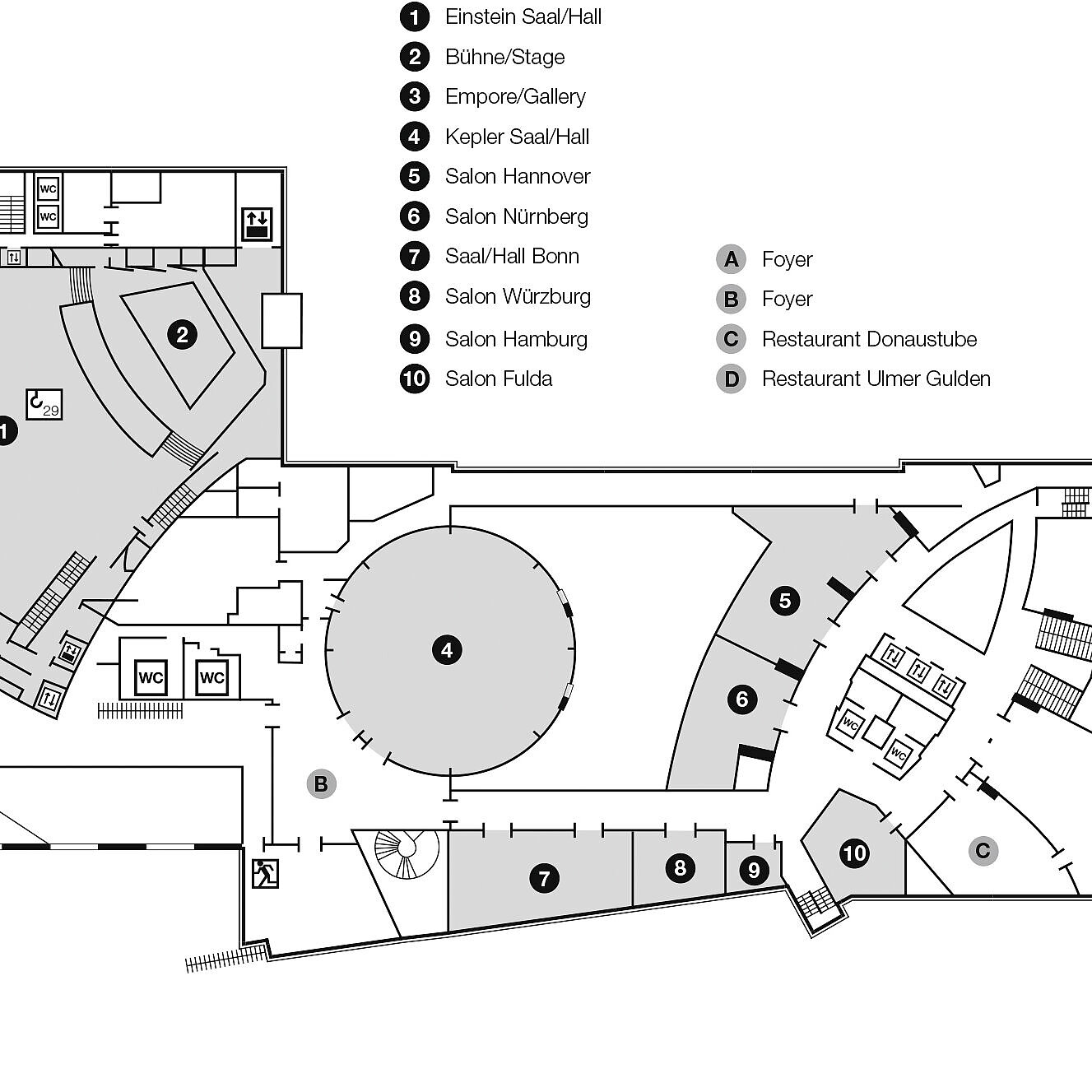 Floor plan, upper floor | Maritim Hotel Ulm