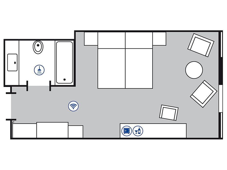 Room floor plan Superior room in the Maritim Hotel Köln
