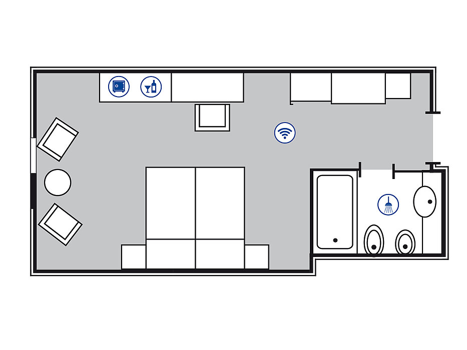 Room floor plan Superior room in the Maritim Hotel Bonn