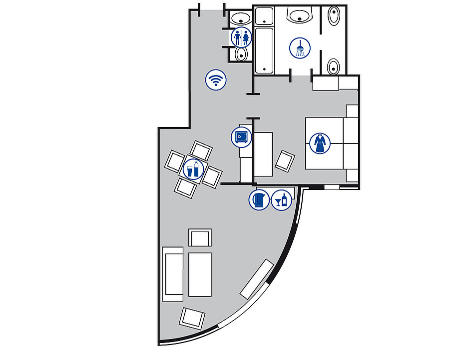 Room floor plan Master suite in the Maritim Airport Hotel Hannover