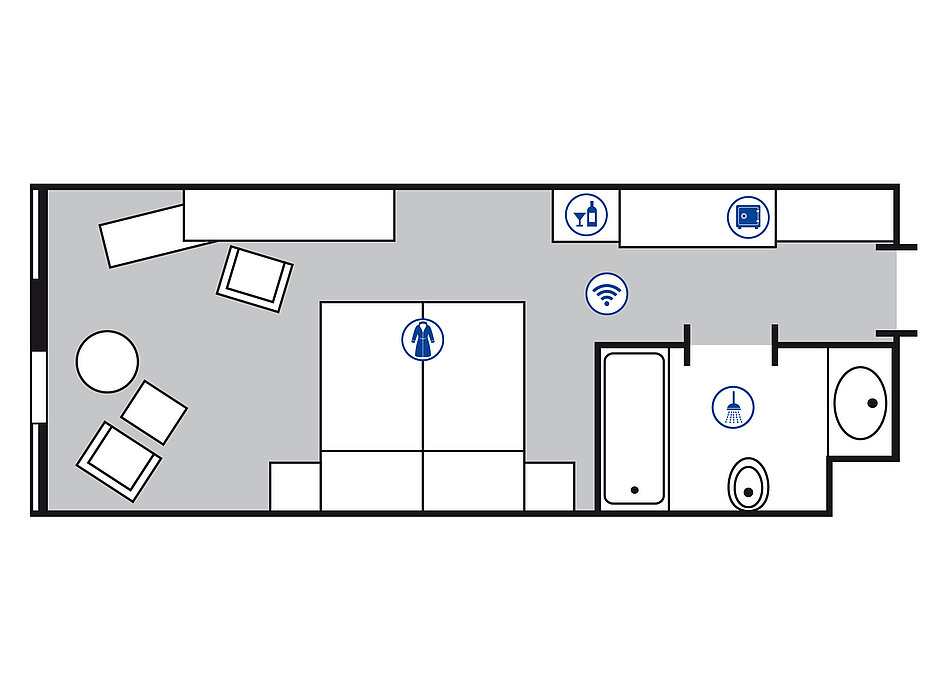 Room floor plan Superior room in the Maritim Hotel München