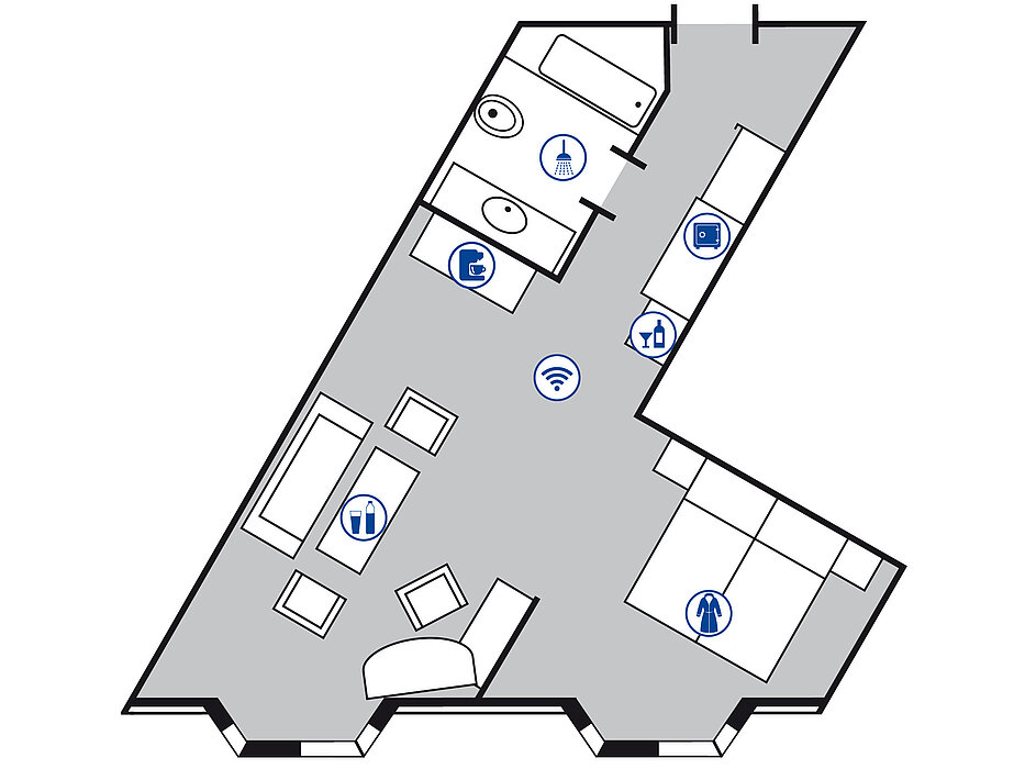 Room floor plan Studio in the Maritim Hotel Bad Homburg