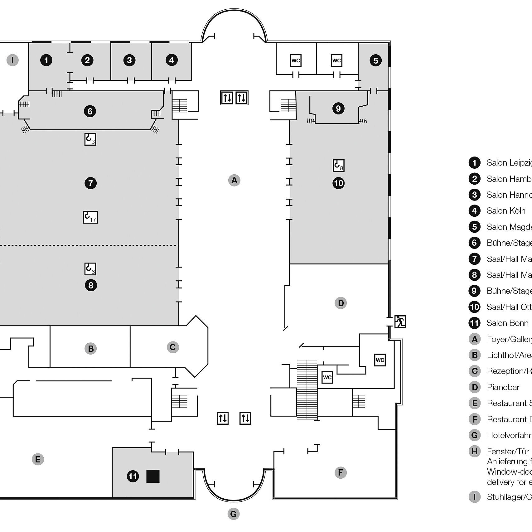 Floor plan, ground floor | Maritim Hotel Magdeburg 