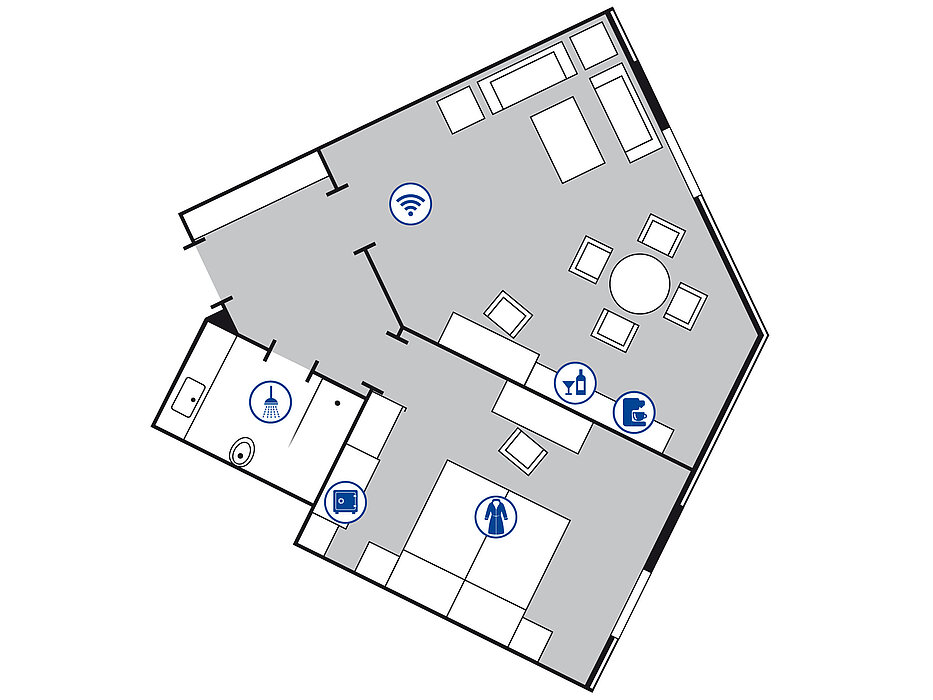 Room floor plan Junior suite in the Maritim Hotel Stuttgart