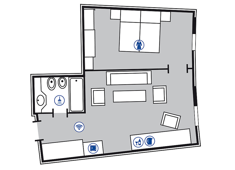 Room floor plan Junior suite in the Maritim Hotel Frankfurt