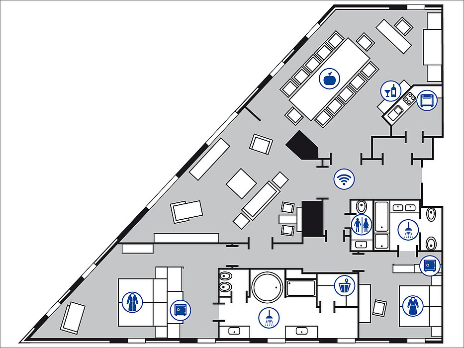 Room floor plan Presidential suite in the Maritim Hotel Düsseldorf