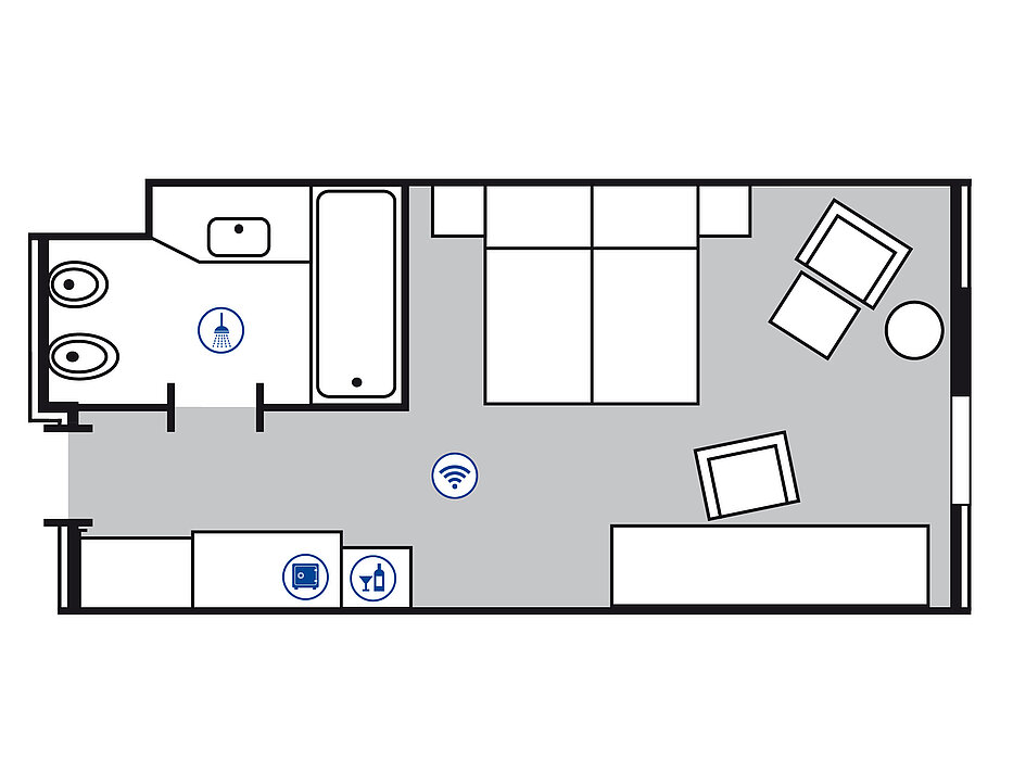 Room floor plan Superior room in the Maritim Hotel Düsseldorf 