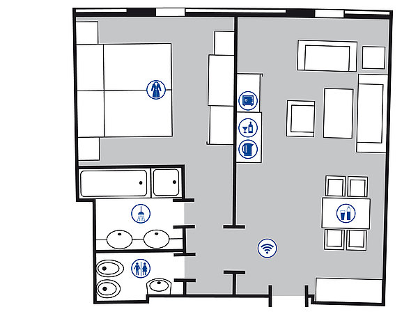 Room floor plan Junior suite | Maritim Airport Hotel Hannover