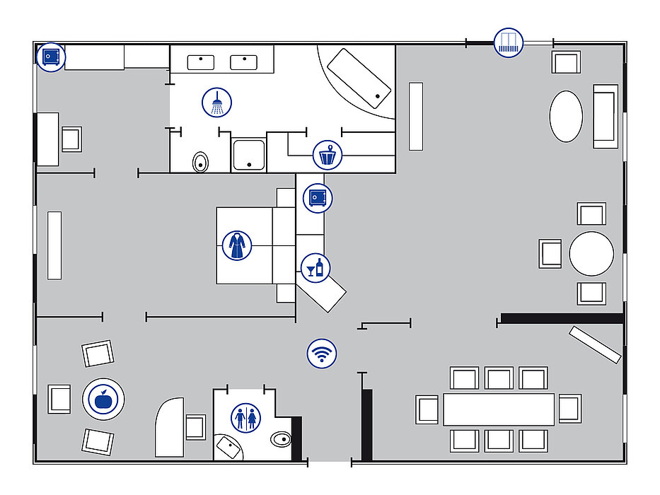 Room floor plan Presidential suite in the Maritim proArte Hotel Berlin