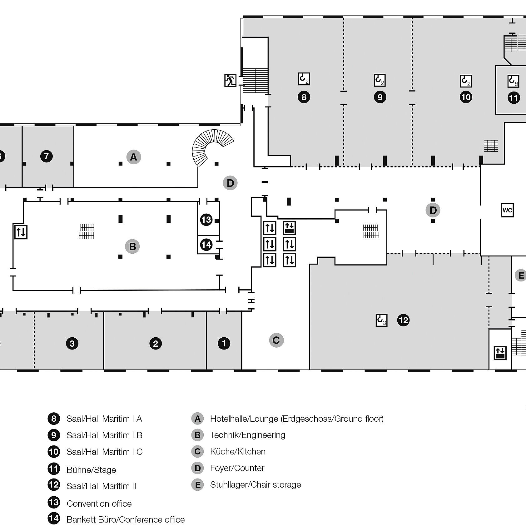 Floor plan, 1st floor | Maritim proArte Hotel Berlin