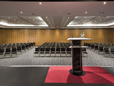 Large conference hall at Maritim proArte Hotel Berlin, set up with seating for presentations and events.