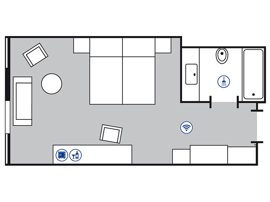 Room floor plan Comfort room in the Maritim Hotel Köln