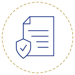Icon representing data protection, shown as a document with a shield symbolising data security.