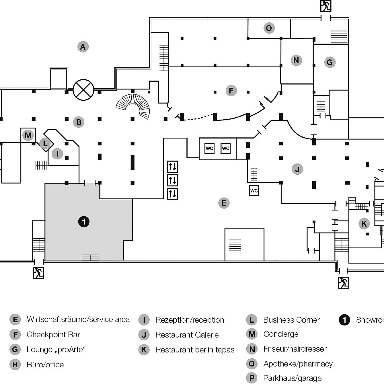 Floor plan, ground floor | Maritim proArte Hotel Berlin 
