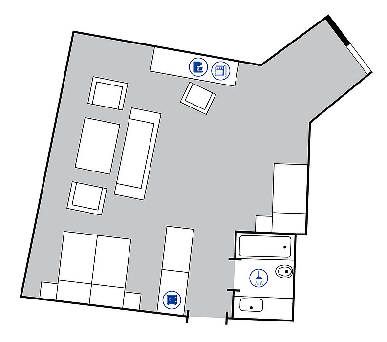 Room floor plan ClassicPlus Family room Room floor plan ClassicPlus Family room in the Maritim Hotel Königswinter