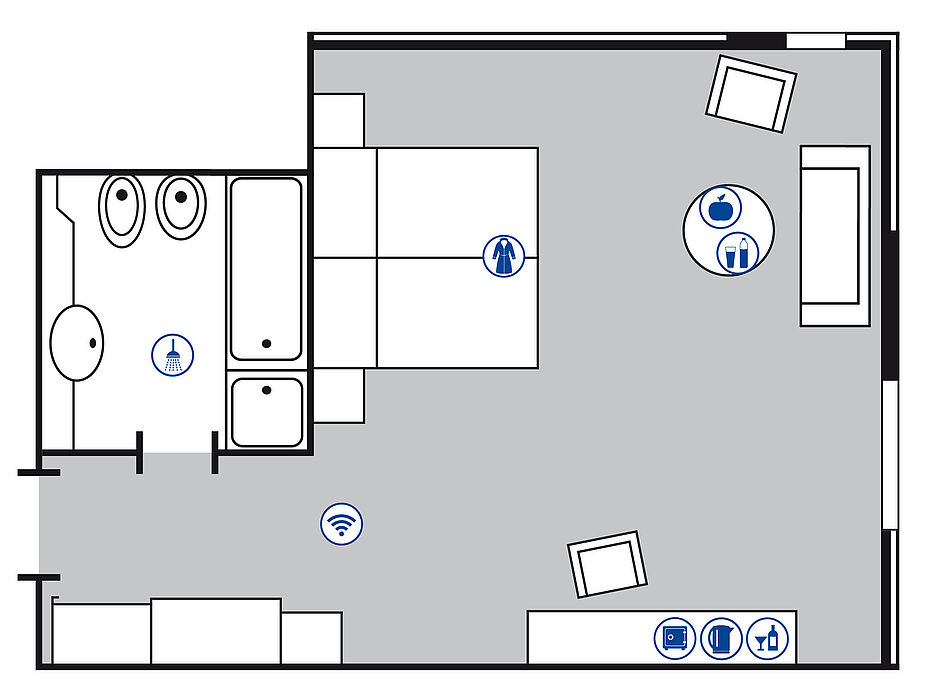 Room floor plan Studio in the Maritim Hotel Magdeburg