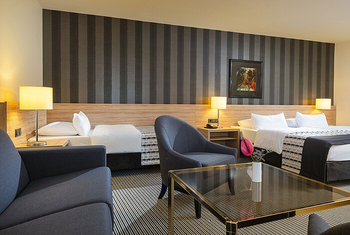 Modern family room with stylish design and cozy seating area at the Maritim Hotel Königswinter.