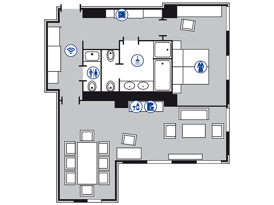 Room floor plan Executive suite in the Maritim Hotel & Internationales Congress Center Dresden