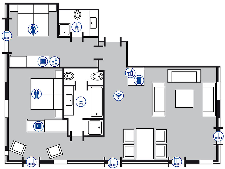 Room floor plan Luxury suite in the Maritim Hotel Köln