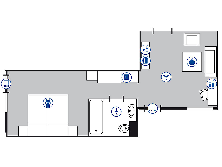 Room floor plan Junior suite in the Maritim Hotel Bad Salzuflen
