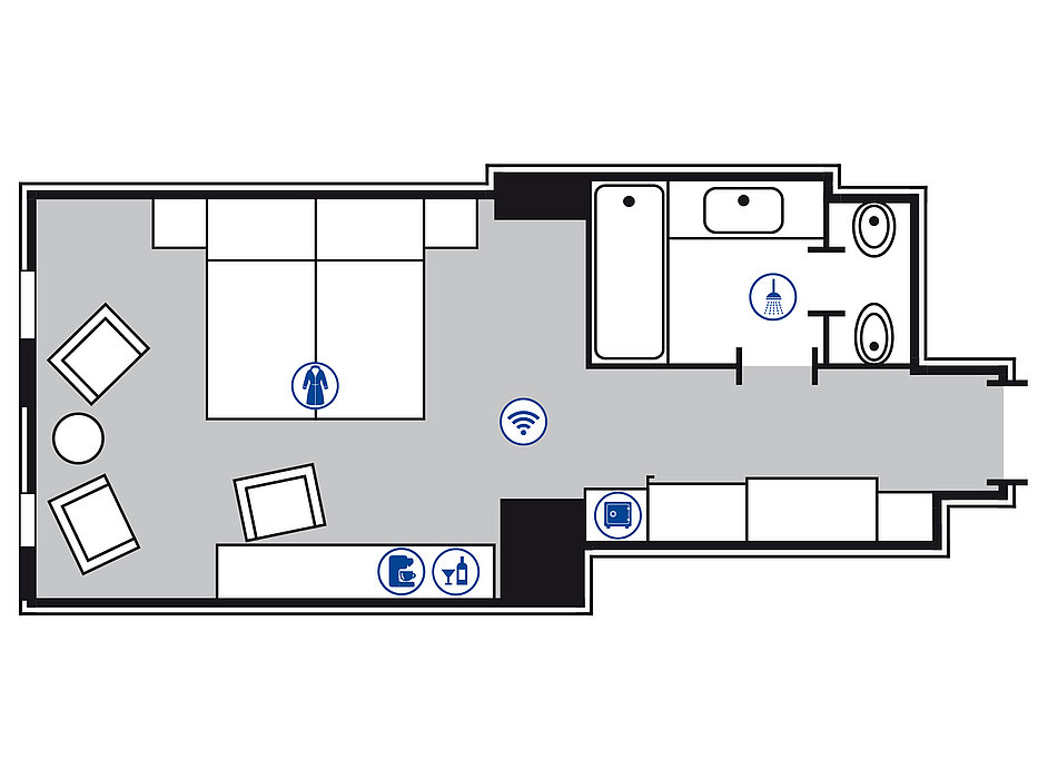 Room floor plan Superior room in the Maritim Hotel & Internationales Congress Center Dresden