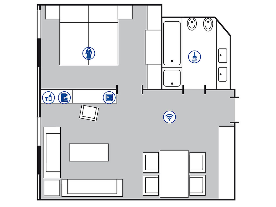 Room floor plan Junior suite in the Maritim Hotel Stuttgart